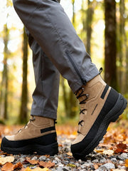 Foote Brother Men’s Outdoor Hiking Shoes Water-Resistant Nubuck Leather Suede Warm Wool Lining Lightweight Shock-Absorbing Anti